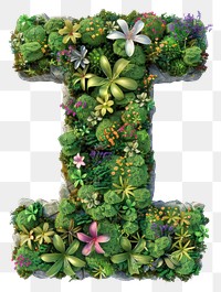 PNG  I letter flower nature green.