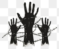 PNG Hands have barbed wire silhouette person human.