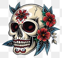 PNG Illustration of a skull illustrated graphics pattern.