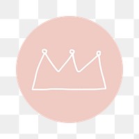 PNG pink crown line art IG story cover template, transparent background