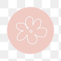 PNG pink flower line art IG story cover template, transparent background