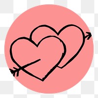 PNG heart doodle IG story cover template, transparent background