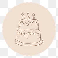 PNG birthday brown Instagram story highlight cover, line art icon, transparent background