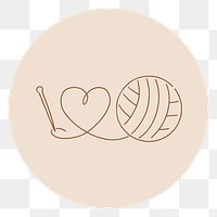 PNG knitting brown Instagram story highlight cover, line art icon, transparent background