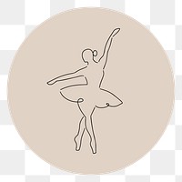 PNG ballet brown Instagram story highlight cover, line art icon, transparent background