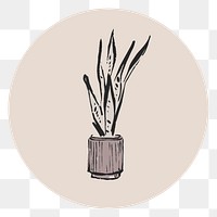 PNG plant feminine Instagram story highlight cover, line art icon, transparent background