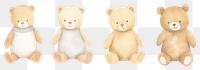 PNG Teddy bears as divider watercolor plush toy.