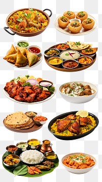 PNG Indian cuisine food element set, transparent background