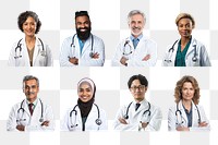 Diverse doctors png cut out set