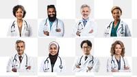 Diverse doctors png cut out set