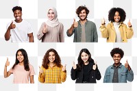 Diverse people thumbs up png cut out set