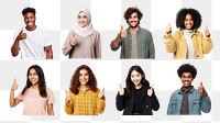 Diverse people thumbs up png cut out set