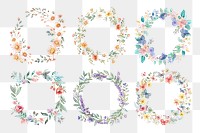 Watercolor flower wreath png cut out set