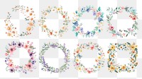 Watercolor flower wreath png cut out set