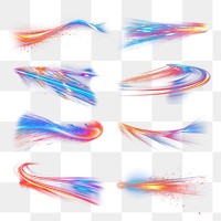 Light streak effect png cut out set