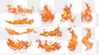 Fire flame effect png cut out set