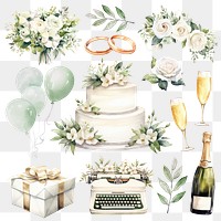 Watercolor wedding  png cut out set