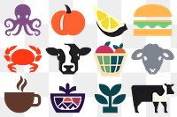 Food industrial icons png cut out set