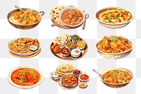 Digital paint of Indian foods png cut out set