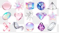 3d abstract shape crystal png cut out set