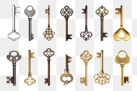 Vintage key png cut out set