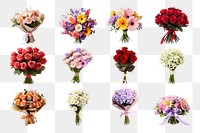 Cute flower bouquet png cut out set