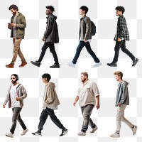 Young adult walking png cut out set