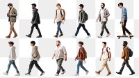 Young adult walking png cut out set