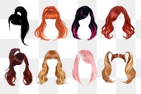 Hair style illustration png cut out set