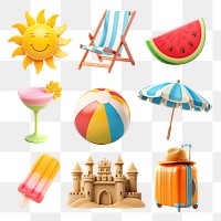 3d Summer png cut out set