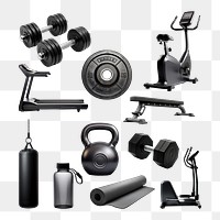 Gym equipment png cut out set