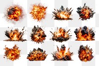 Fire explosion  png cut out set