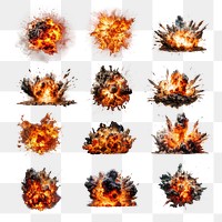 Fire explosion  png cut out set