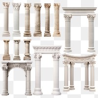 Column architecture png element set, transparent background