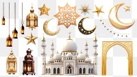 Ramadan png element set, transparent background