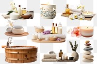 Retreat and spa png element set, transparent background