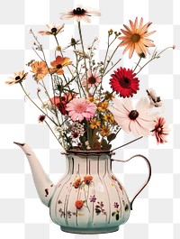 PNG Tea kettle and floral art asteraceae cookware.