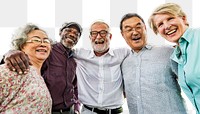 PNG happy diverse senior adults, transparent background