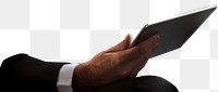 PNG Businessman using a digital tablet, transparent background