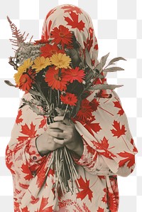 PNG A Canadian woman flower leaf art.