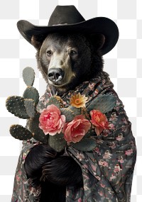 PNG The bear flower photography clothing.