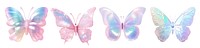Butterfly hologram png cut out element set