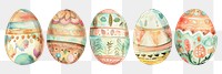 Watercolor easter egg png cut out element set