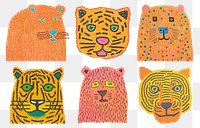 Tiger cartoon characters png cut out element set