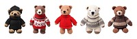 Crochet of bear doll png cut out image set