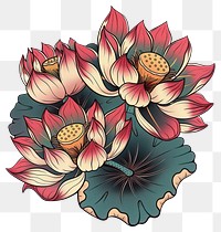 PNG Tattoo illustration of a lotus illustrated graphics blossom.