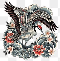 PNG Tattoo illustration of a japanese crane chandelier waterfowl animal.