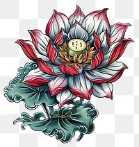 PNG Tattoo illustration of a lotus graphics blossom pattern.
