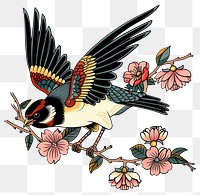 PNG Tattoo illustration of a sparrow pattern blossom swallow.