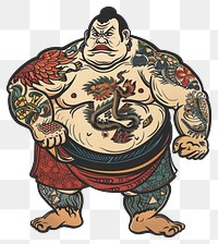 PNG Tattoo illustration of a sumo wrestling person sports.